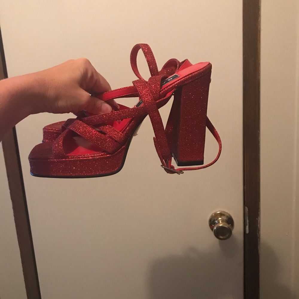 Glitter red heels